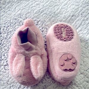 Pink Fuzzy Baby Booties with Paw Print